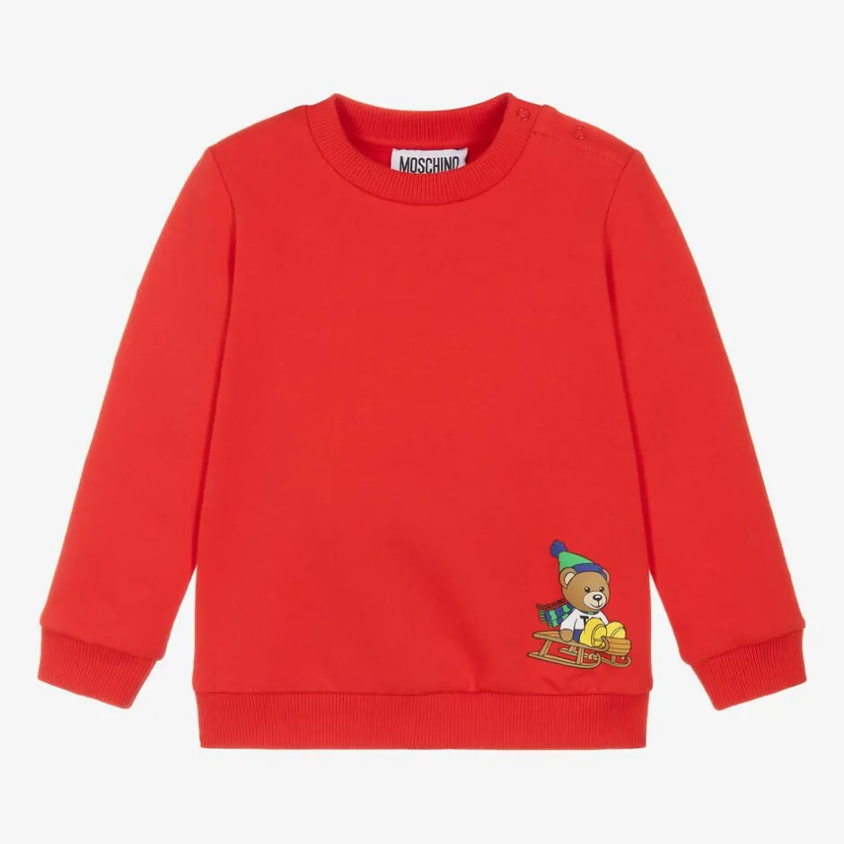 Moschino Baby Red Cotton Teddy Bear Sweatshirt Best