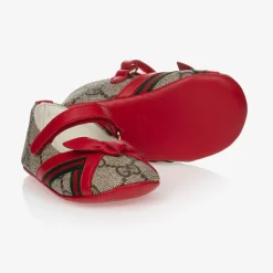 Gucci Red GG Ballerina Baby Pumps Discount