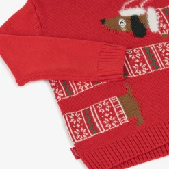 Boboli Red Knitted Festive Dog Sweater New