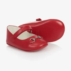 Gucci Red Leather Ballerina Shoes