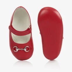Gucci Red Leather Ballerina Shoes