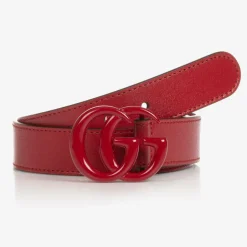 Gucci Red Leather Double G Logo Belt Best