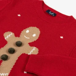 Il Gufo Red Merino Wool Gingerbread Sweater New