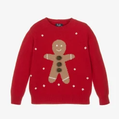 Il Gufo Red Merino Wool Gingerbread Sweater New