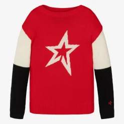 Perfect Moment Red Merino Wool Star Sweater New