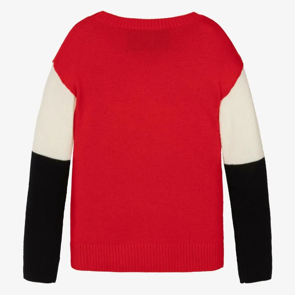 Perfect Moment Red Merino Wool Star Sweater New