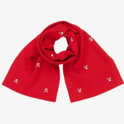 Burberry Red Mini Bear Merino Wool Scarf (132cm) Sale