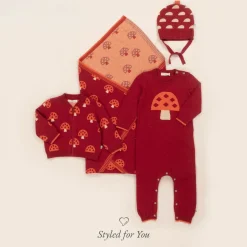 The Bonniemob Red Organic Cotton & Cashmere Cardigan Online