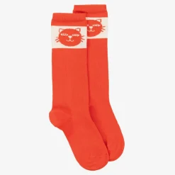 Mini Rodini Red Organic Cotton Cats Socks Discount