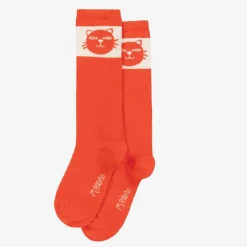 Mini Rodini Red Organic Cotton Cats Socks Discount