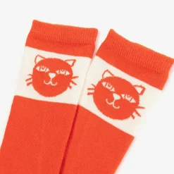 Mini Rodini Red Organic Cotton Cats Socks Discount