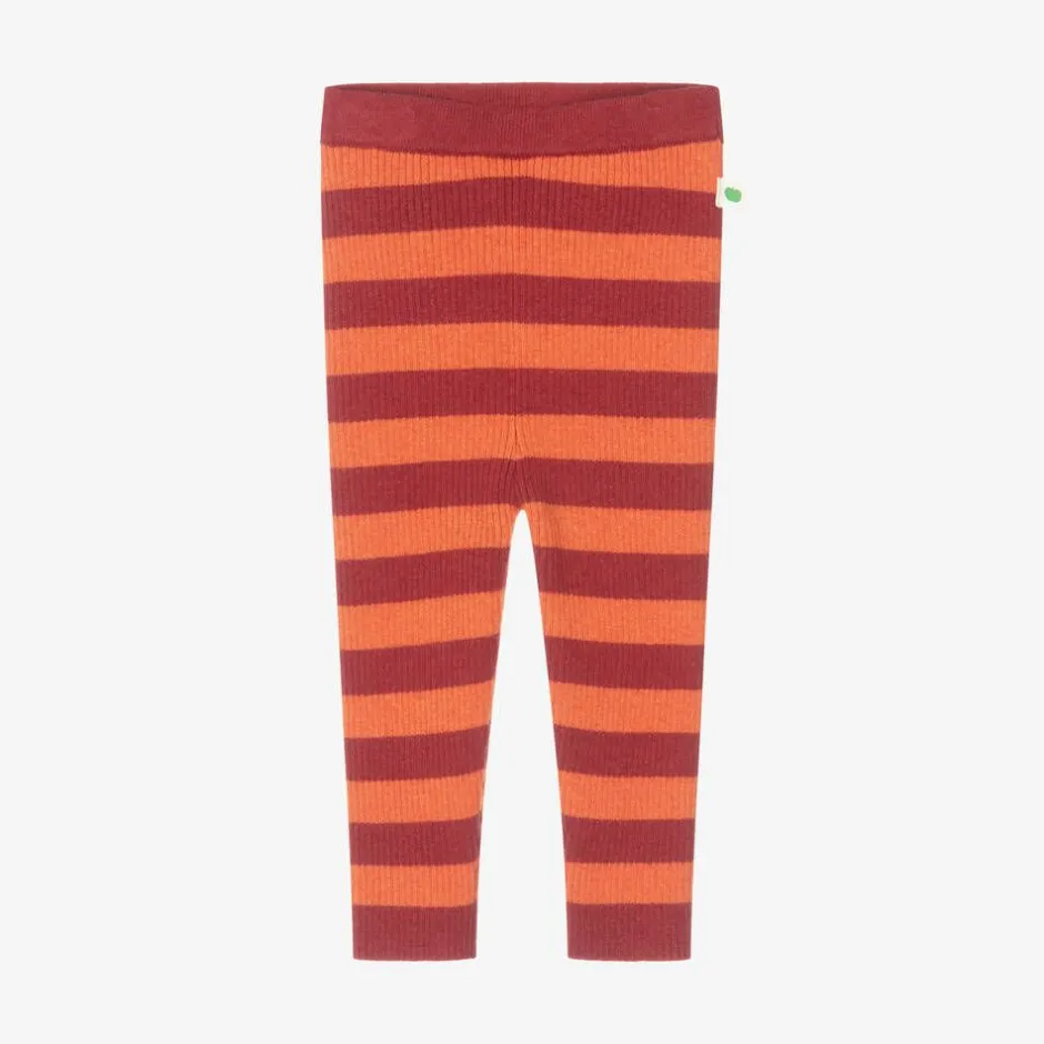 The Bonniemob Red Stripe Cotton & Cashmere Knit Leggings New