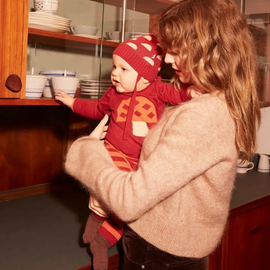 The Bonniemob Red Stripe Cotton & Cashmere Knit Leggings New