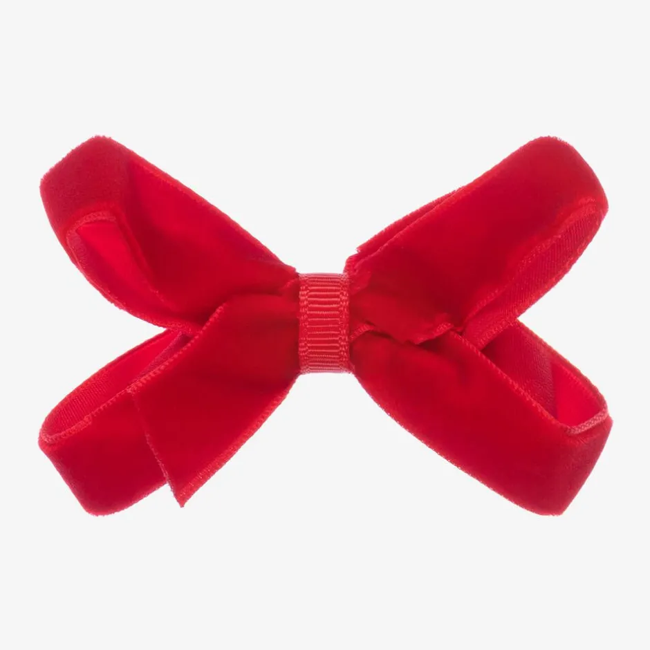 Peach Ribbons Red Velvet Bow Clip (7cm) Online