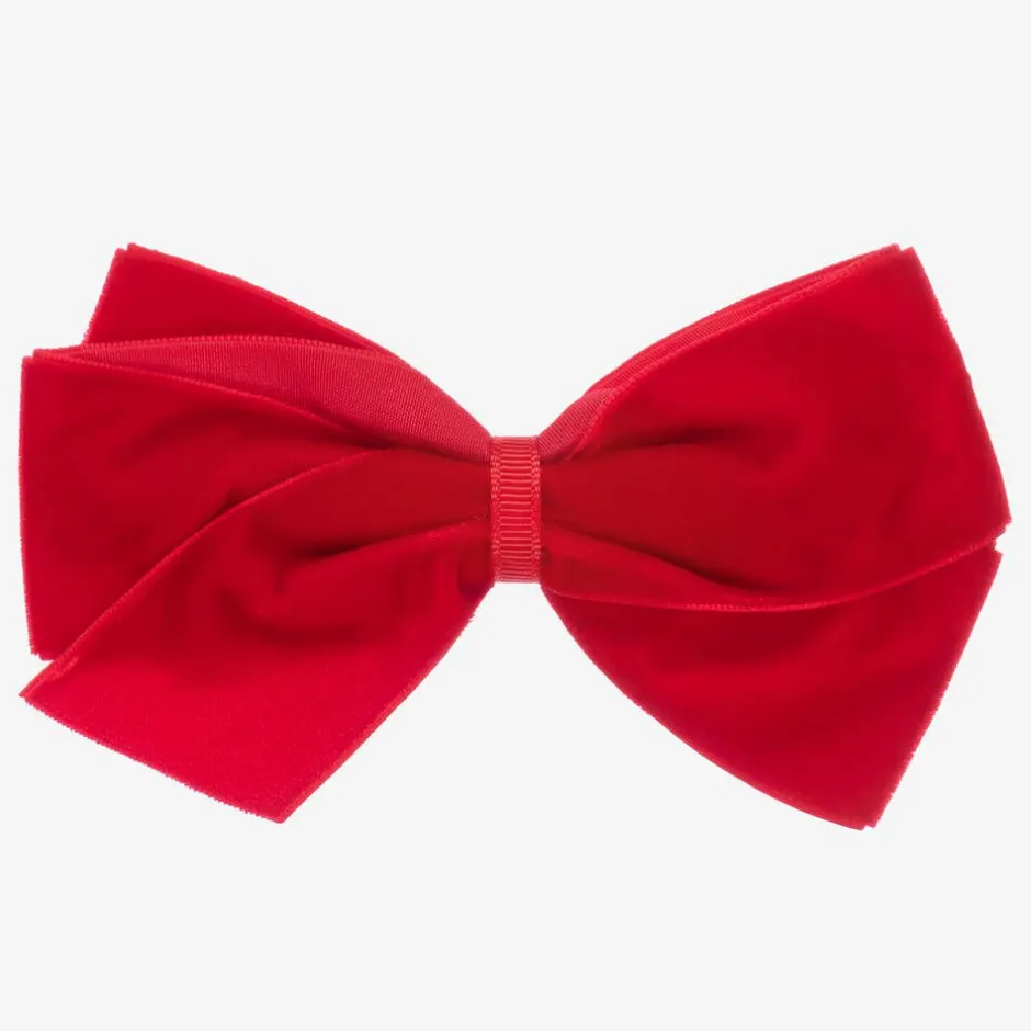 Peach Ribbons Red Velvet Bow Clip (12cm) Online