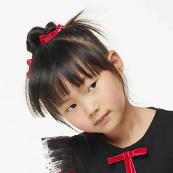 Peach Ribbons Red Velvet Bow Clip (4.5cm) New