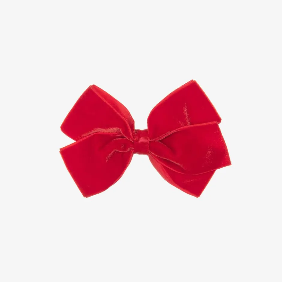 Bowtique London Velvet Bow Hair Clip (11cm) Red New