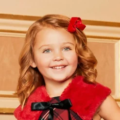 Bowtique London Velvet Bow Hair Clip (11cm) Red New