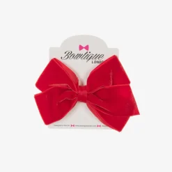 Bowtique London Velvet Bow Hair Clip (11cm) Red New