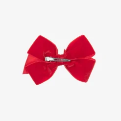 Bowtique London Velvet Bow Hair Clip (11cm) Red New