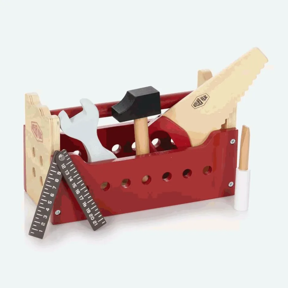 Vilac Red Wooden Toolbox Toy (27cm)