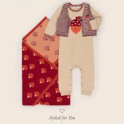 The Bonniemob Red Wool & Organic Cotton Waistcoat New