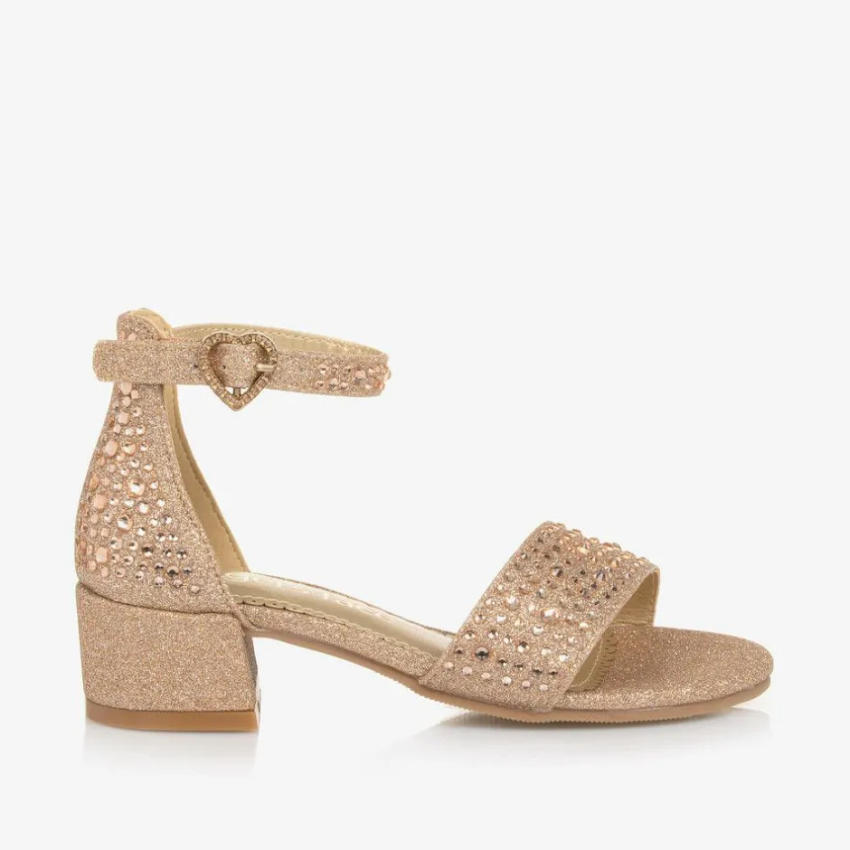 Angels Face Rose Gold Diamante Heeled Sandals Silver Discount