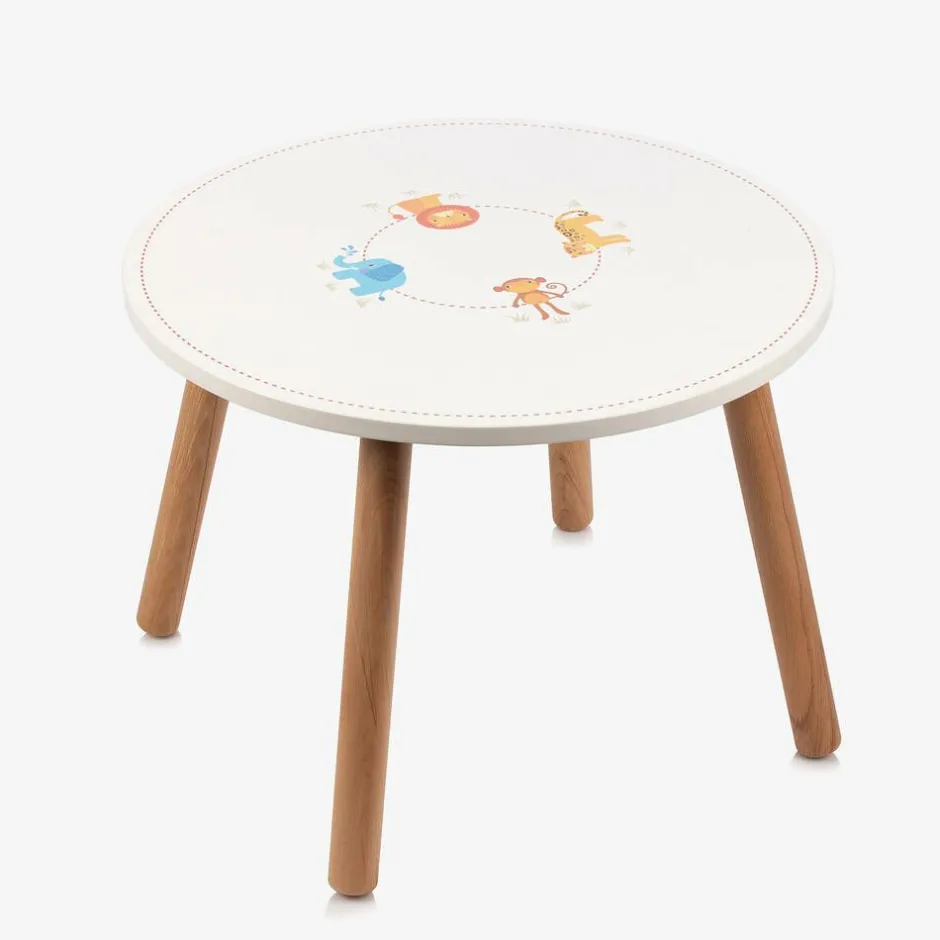 Bigjigs Round White Wooden Animal Table (60cm) Sale