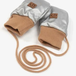 Elodie Silver Faux Leather Baby Mittens Hot