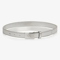 Calvin Klein Silver Faux Leather Belt