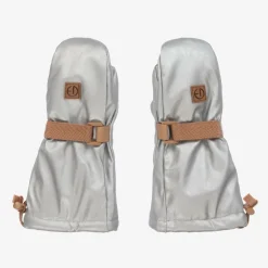 Elodie Silver Faux Leather Mittens Clearance