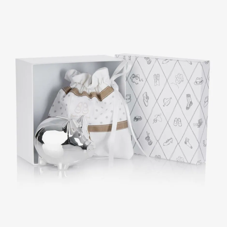 English Trousseau Silver Piggy Bank Gift (10cm) Discount