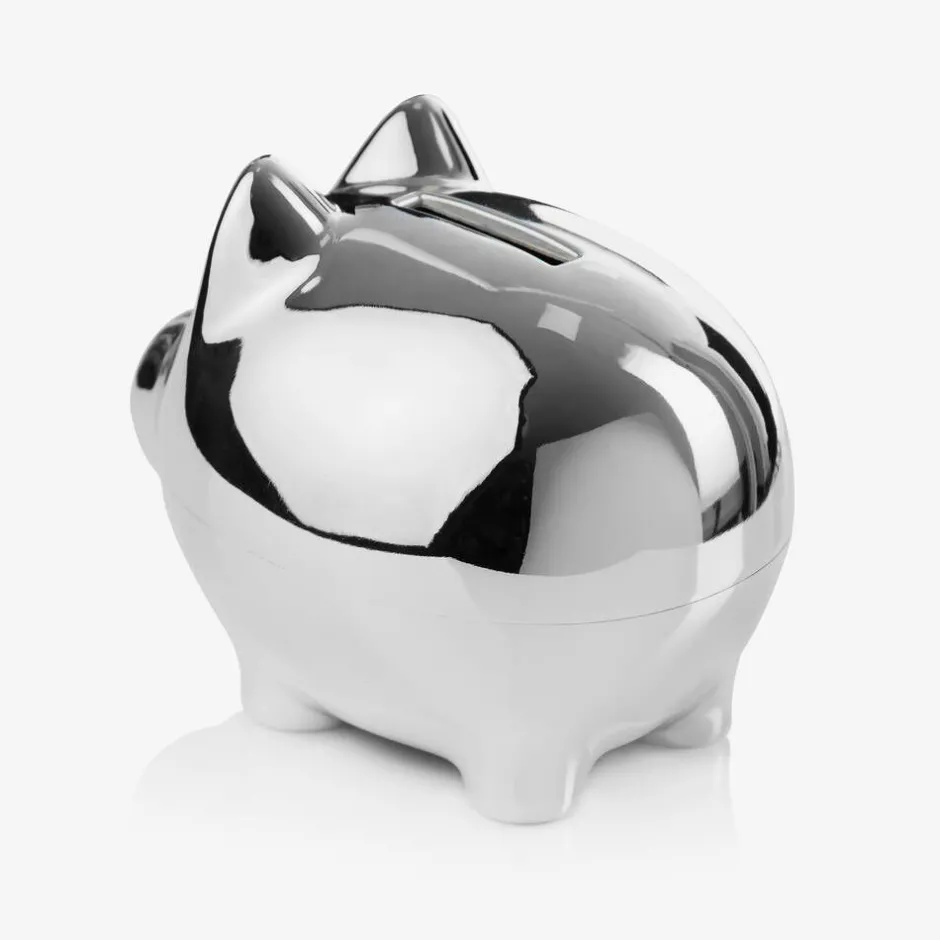 English Trousseau Silver Piggy Bank Gift (10cm) Discount