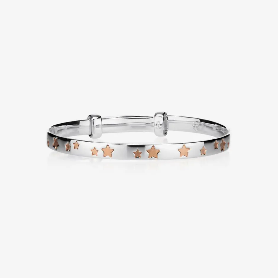 Little Star Sterling Silver & Rose Gold Star Bangle Online