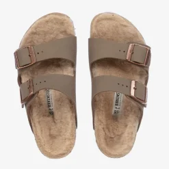 Birkenstock Taupe Brown Faux Leather Sandals Best