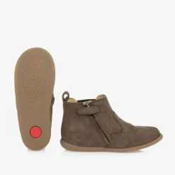 Pom dApi Taupe Brown Leather First Walker Boots Sale