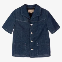 Gucci Teen Boys Blue Denim Logo Jacket Best