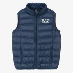 EA7 Emporio Armani Teen Boys Blue Down Logo Gilet Online