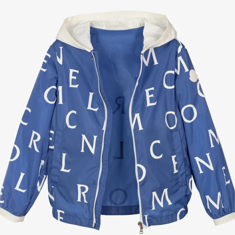 Moncler Enfant Teen Boys Blue Logo Jacket Online