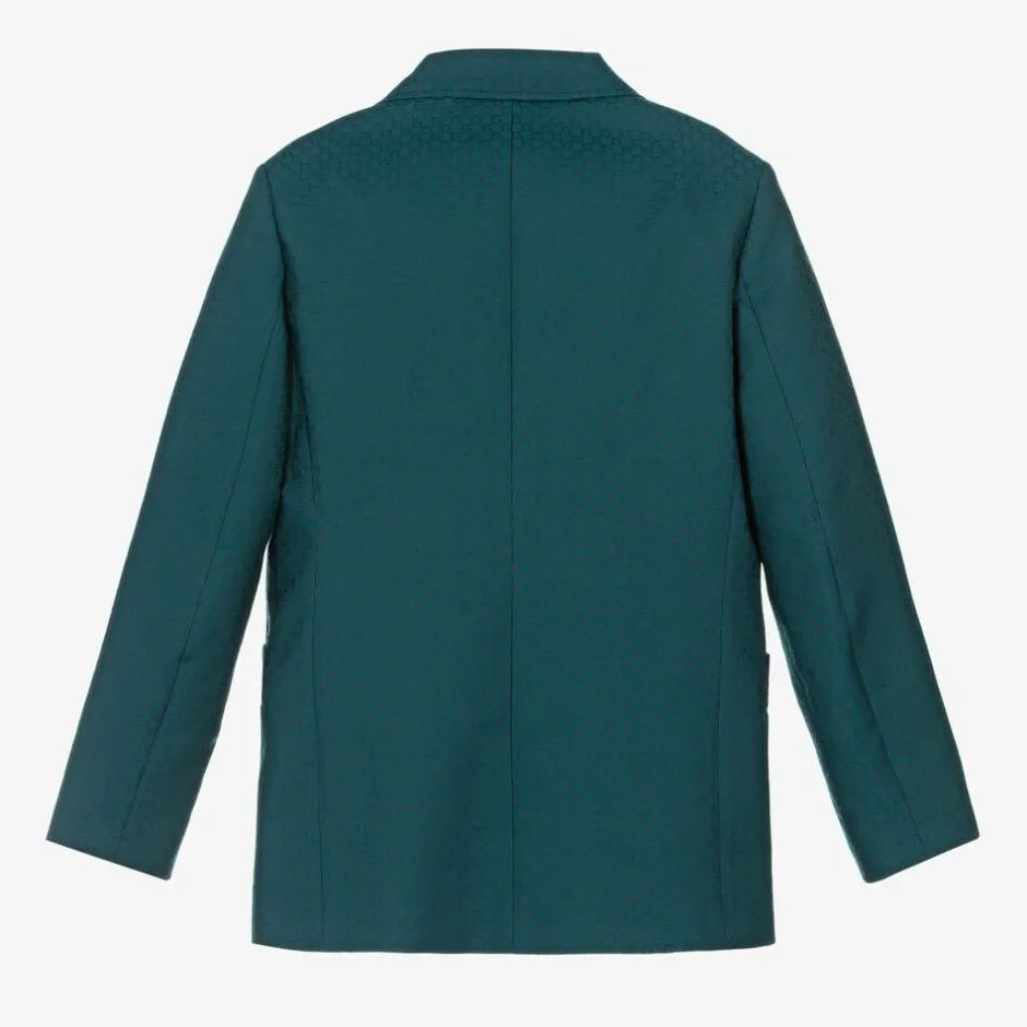 Gucci Teen Boys Blue Wool Square G Blazer Outlet