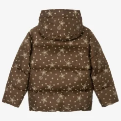 Gucci Teen Boys Brown GG Down Puffer Jacket Clearance