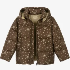 Gucci Teen Boys Brown GG Down Puffer Jacket Clearance