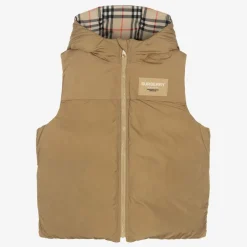 Burberry Teen Boys Check Reversible Down Gilet Outlet