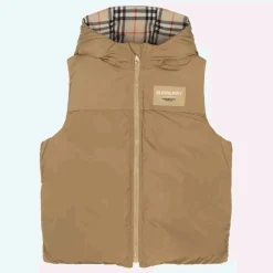 Burberry Teen Boys Check Reversible Down Gilet Outlet