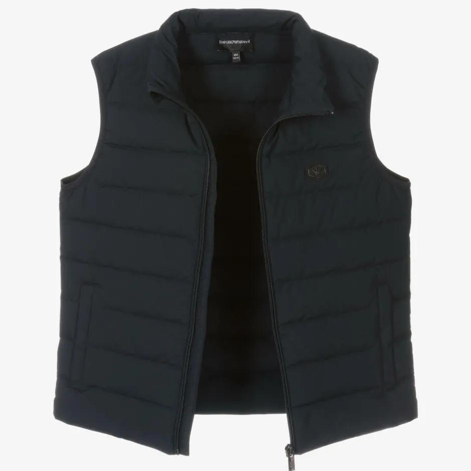 Emporio Armani Teen Boys Navy Blue Down Gilet Online