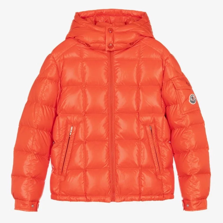 Moncler Enfant Teen Boys Orange Jeff Down Puffer Jacket Clearance