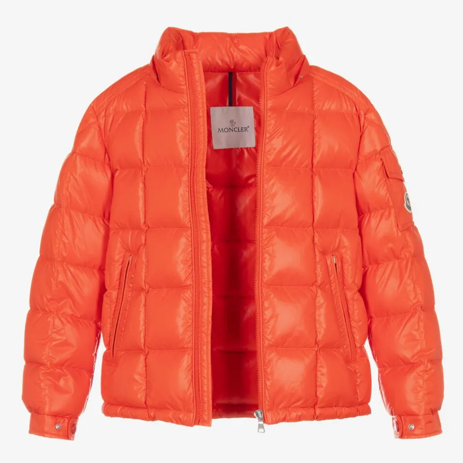 Moncler Enfant Teen Boys Orange Jeff Down Puffer Jacket Clearance