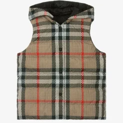 Burberry Teen Girls Beige Reversible Check Gilet Clearance