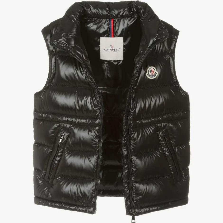 Moncler Enfant Teen Girls Black Ania Puffer Gilet New