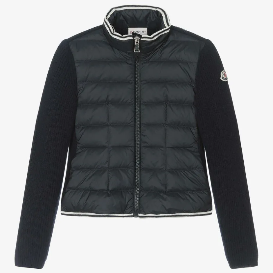 Moncler Enfant Teen Girls Blue Knit & Down-Fill Jacket Online